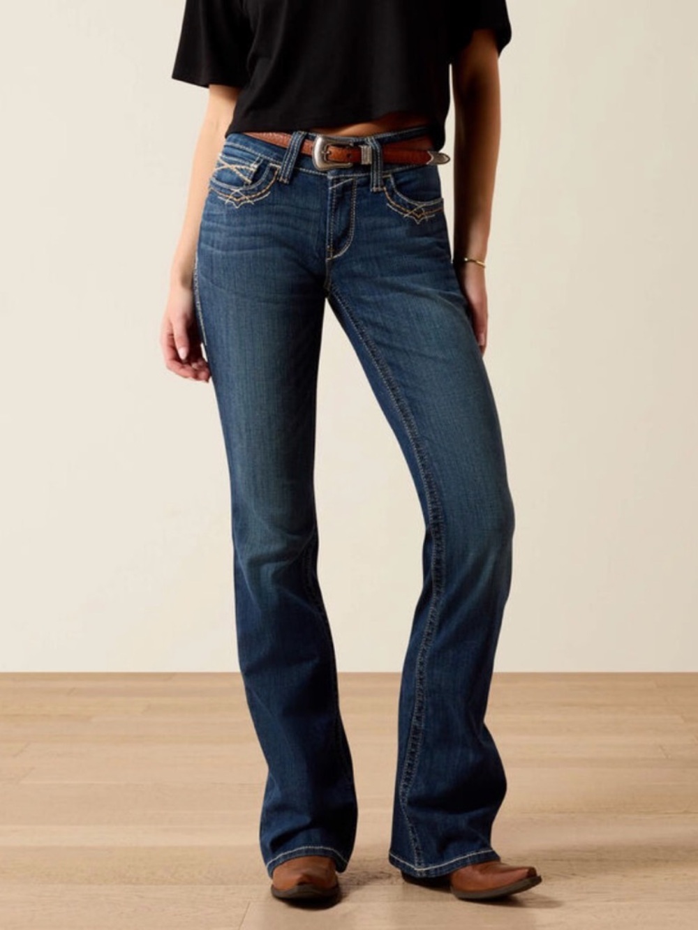 Ariat R.E.A.L. Mid Rise Stretch Entwined Festival Boot Cut Jean - Size 27R